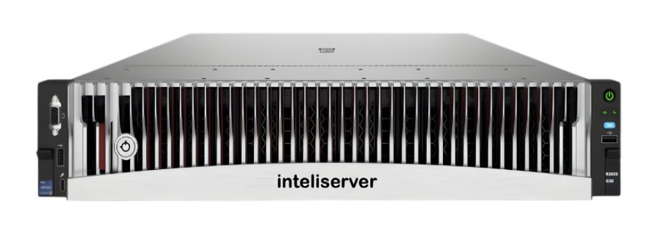 Inteliserver R2000 G10 MAL0-B — vista frontal do rack 2U